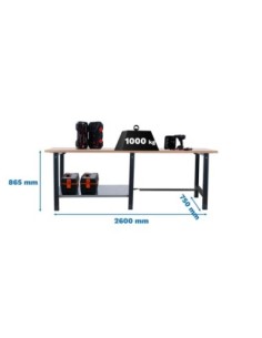 Mesa de Trabajo SIMONWORK BT 6l pro tandem laminate 2600 antra/haya | Mesa de trabajo SimonRack profesional y resistente