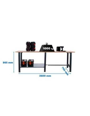 Mesa de Trabajo SIMONWORK BT 6l pro tandem laminate 2600 antra/haya | Mesa de trabajo SimonRack profesional y resistente