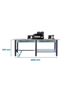 Mesa de Trabajo SIMONWORK BT 6l pro tandem laminate 2box 2600 an/ha | Mesa de trabajo SimonRack profesional y resistente