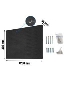 Panel Herramientas Panelclick 1200x400 antracita + 14 hook + 3 acce | Mesa de trabajo SimonRack profesional y resistente