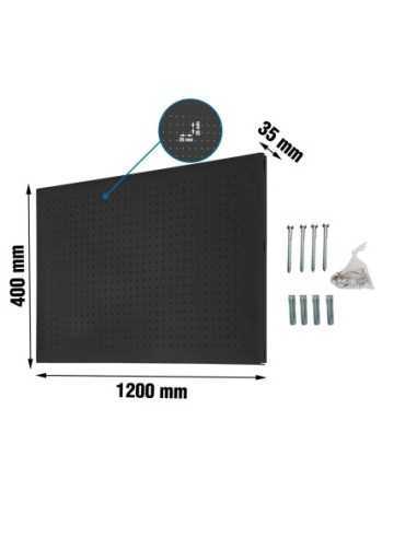 Panel Herramientas Panelclick 1200x400 antracita + 8 hook | Mesa de trabajo SimonRack profesional y resistente