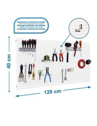 Estantería SIMONRACK Panelclick 1200x400 blanco + 14 hook + 3 acce