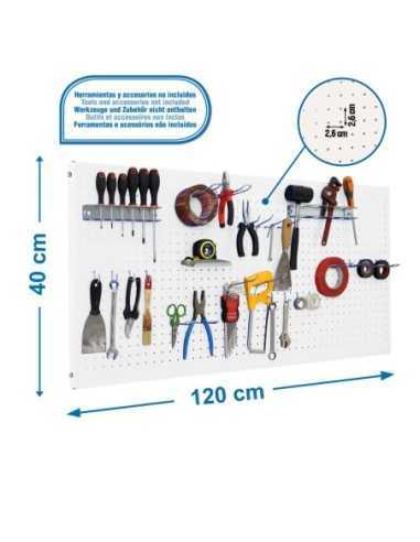 Estantería SIMONRACK Panelclick 1200x400 blanco + 22 hook + 3 acce
