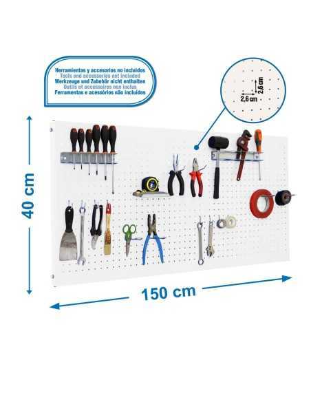 Estantería SIMONRACK Panelclick 1500x400 blanco + 14 hook + 3 acce