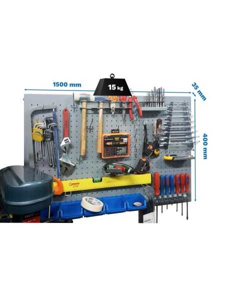 Estantería SIMONRACK Panelclick 1500x400 gris + 14 hook + 3 acce