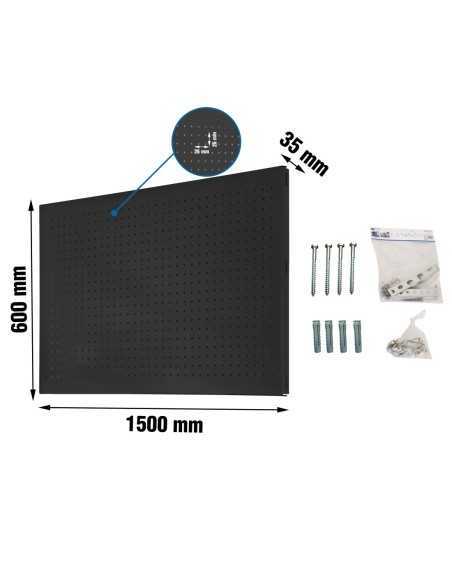 Panel Herramientas Panelclick 1500x600 antracita + 22 hook + 3 acce | Mesa de trabajo SimonRack profesional y resistente
