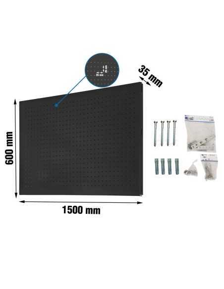 Panel Herramientas Panelclick 1500x600 antracita + 22 hook + 8 acce | Mesa de trabajo SimonRack profesional y resistente