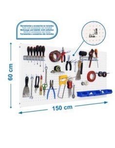 Estantería SIMONRACK Panelclick 1500x600 blanco + 22 hook + 8 acce