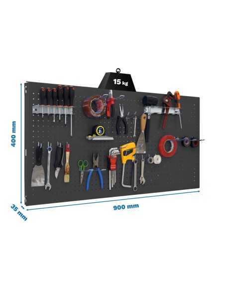 Panel Herramientas Panelclick 900x400 antracita + 22 hook + 3 acce | Mesa de trabajo SimonRack profesional y resistente