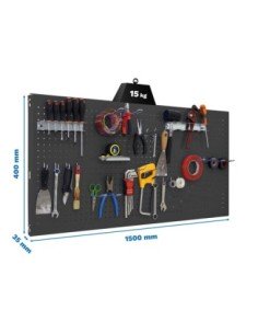 Panel Herramientas Panelclick1500x400 antracita + 22 hook + 3 acce | Mesa de trabajo SimonRack profesional y resistente