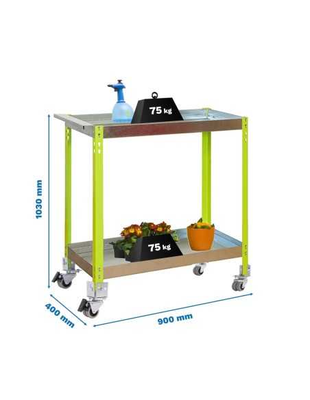 Estantería SIMONGARDEN wagon 2/400 metalic verde/galvanizada