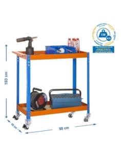Mesa de Trabajo SIMONWORK wagon 2/400 chipboard azul/nar/mader | Mesa de trabajo SimonRack profesional y resistente