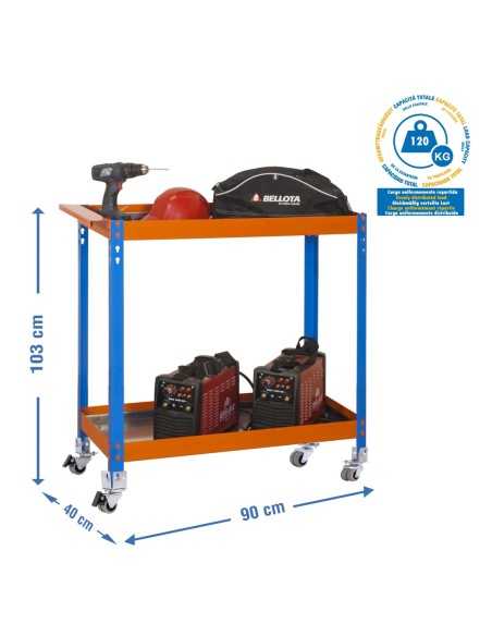 Mesa de Trabajo SIMONWORK wagon 2/400 metalic azul/naranja/gal | Mesa de trabajo SimonRack profesional y resistente