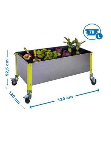 Huerto Urbano SIMONGARDEN con Ruedas 1200x1200 verde/galvanizada