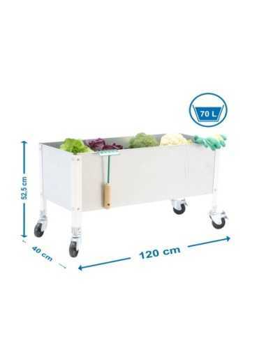 Huerto Urbano SIMONGARDEN con Ruedas 1200x400 blanco/gal