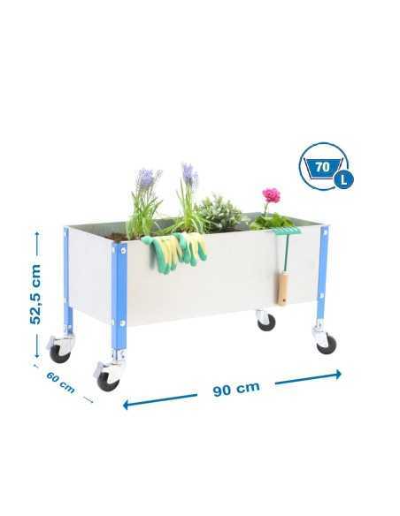 Huerto Urbano SIMONGARDEN con Ruedas 900x600 azul/galvanizada