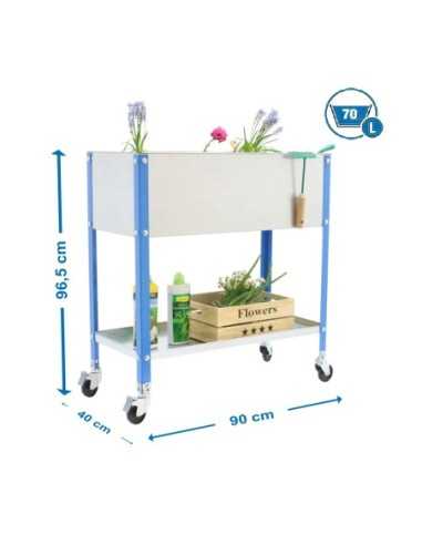 Huerto Urbano SIMONGARDEN top con Ruedas 900x400 azul/galvanizada