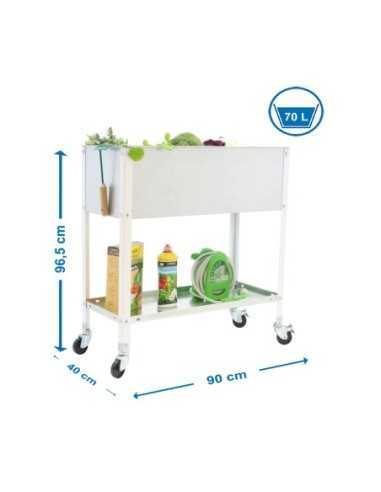 Huerto Urbano SIMONGARDEN top con Ruedas 900x400 bco/gal