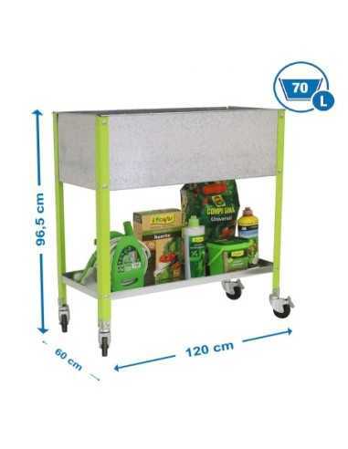 Estantería SIMONGARDEN urbantop con Ruedas 1200x600 verde/galvanizada