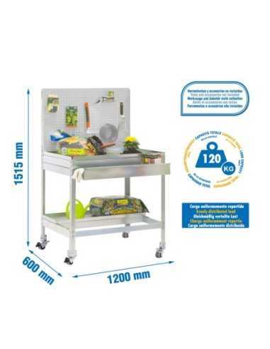 Mueble jardín SIMONGARDEN bt2 box con Ruedas 1200x600 galvanizada/galvanizada