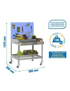 Mueble jardín SIMONGARDEN bt2 box con Ruedas 900x400 azul/galvanizada