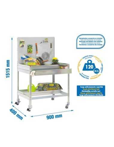 Mueble jardín SIMONGARDEN bt2 box con Ruedas 900x400 galvanizada/galvanizada