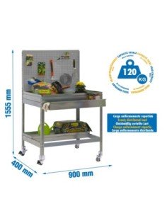 Mueble jardín SIMONGARDEN bt2 box con Ruedas 900x400 gris/galvanizada