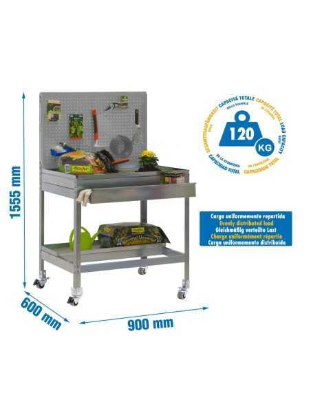 Mueble jardín SIMONGARDEN bt2 box con Ruedas 900x600 gris/galvanizada