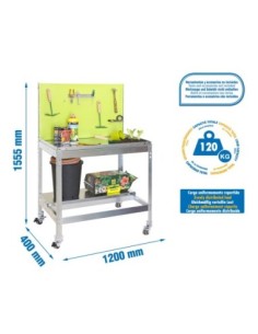 Mueble jardín SIMONGARDEN bt2 con Ruedas 1200x400 verde/galvanizada