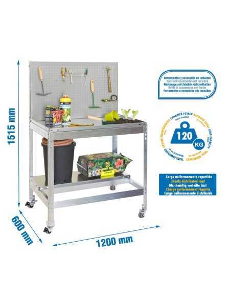 Mueble jardín SIMONGARDEN bt2 con Ruedas 1200x600 galvanizada/galvanizada