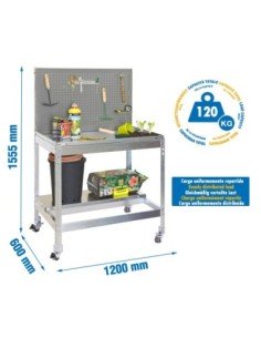 Mueble jardín SIMONGARDEN bt2 con Ruedas 1200x600 gris/galvanizada