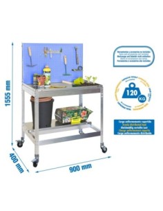 Mueble jardín SIMONGARDEN bt2 con Ruedas 900x400 azul/galvanizada