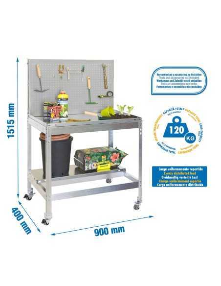 Mueble jardín SIMONGARDEN bt2 con Ruedas 900x400 galvanizada/galvanizada
