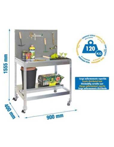 Mueble jardín SIMONGARDEN bt2 con Ruedas 900x400 gris/galvanizada