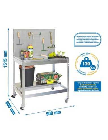 Mueble jardín SIMONGARDEN bt2 con Ruedas 900x600 galvanizada/galvanizada