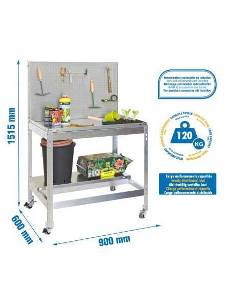 Mueble jardín SIMONGARDEN bt2 con Ruedas 900x600 galvanizada/galvanizada