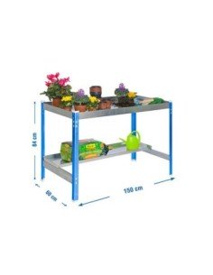 Mueble jardín SIMONGARDEN desk 1500x600 azul/galvanizada