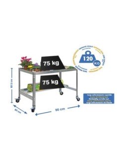 Mueble jardín SIMONGARDEN desk con Ruedas 900x600 gris/galvanizada