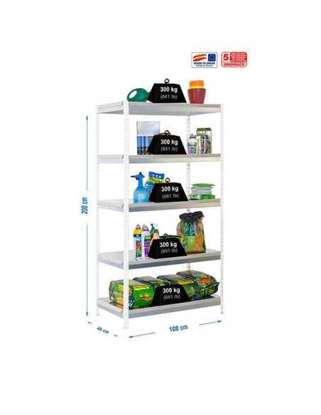 Estantería de Jardín SIMONGARDEN bricoforte 1004-5 blanco/galvanizada