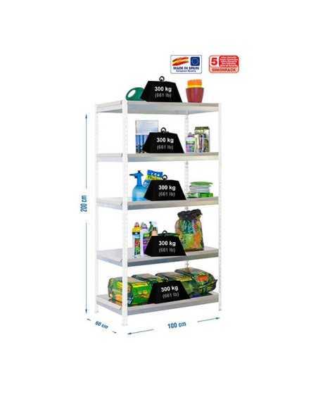 Estantería de Jardín SIMONGARDEN bricoforte 1006-5 blanco/galvanizada