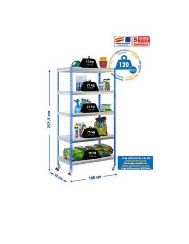 Estantería de Jardín SIMONGARDEN bricoforte con Ruedas 1004-5 azul/galvanizada