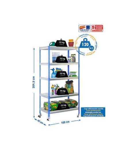 Estantería de Jardín SIMONGARDEN bricoforte con Ruedas 1004-5 azul/galvanizada