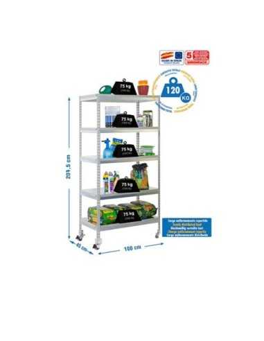 Estantería de Jardín SIMONGARDEN bricoforte con Ruedas 1004-5 galvanizada/galvanizada