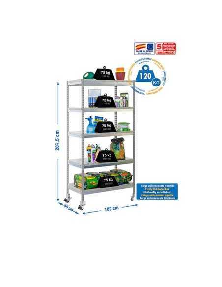 Estantería de Jardín SIMONGARDEN bricoforte con Ruedas 1004-5 gris/galvanizada