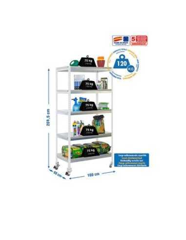 Estantería de Jardín SIMONGARDEN bricoforte con Ruedas 1006-5 blanco/galv