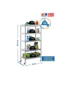 Estantería de Jardín SIMONGARDEN bricoforte con Ruedas 1006-5 gris/galvanizada