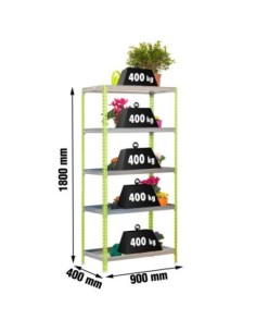 Estantería SIMONGARDEN click 5/400 verde/galvanizada