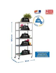 Estantería de Jardín SIMONGARDEN click con Ruedas 5/300 gris/galvanizadanizada