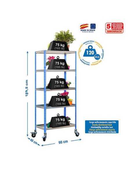 Estantería de Jardín SIMONGARDEN click con Ruedas 5/400 azul/galvanizadanizada