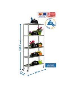 Estantería de Jardín SIMONGARDEN comfort con Ruedas 5/300 galvanizada/galvanizada